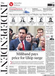 The Independent () Newspaper Front Page for 11 October 2014