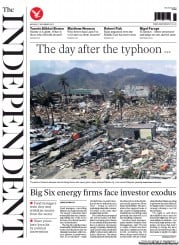 The Independent () Newspaper Front Page for 11 November 2013