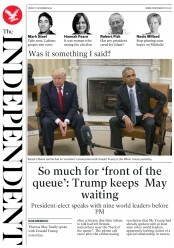 The Independent () Newspaper Front Page for 11 November 2016