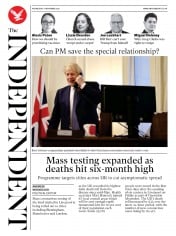 The Independent () Newspaper Front Page for 11 November 2020