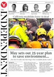 The Independent () Newspaper Front Page for 11 January 2018