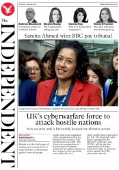 The Independent () Newspaper Front Page for 11 January 2020