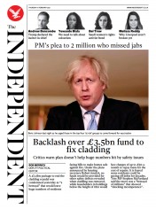 The Independent () Newspaper Front Page for 11 February 2021