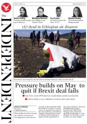 The Independent () Newspaper Front Page for 11 March 2019