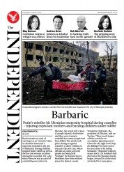 The Independent () Newspaper Front Page for 11 March 2022