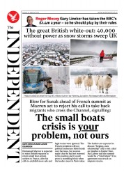 The Independent () Newspaper Front Page for 11 March 2023