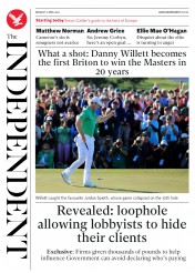 The Independent () Newspaper Front Page for 11 April 2016