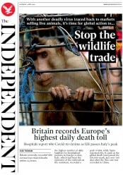 The Independent () Newspaper Front Page for 11 April 2020