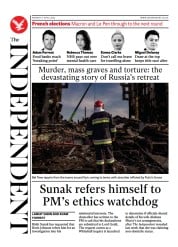 The Independent () Newspaper Front Page for 11 April 2022