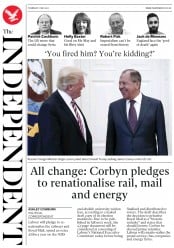 The Independent () Newspaper Front Page for 11 May 2017