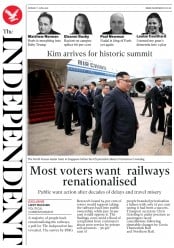 The Independent () Newspaper Front Page for 11 June 2018