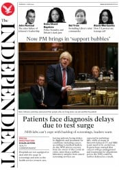 The Independent () Newspaper Front Page for 11 June 2020
