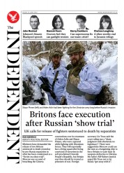 The Independent () Newspaper Front Page for 11 June 2022