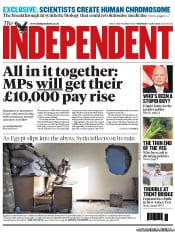 The Independent () Newspaper Front Page for 11 July 2013