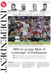 The Independent () Newspaper Front Page for 11 July 2016