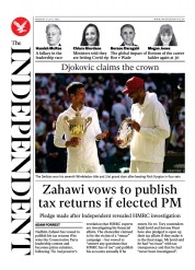 The Independent () Newspaper Front Page for 11 July 2022