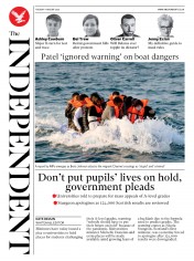 The Independent () Newspaper Front Page for 11 August 2020