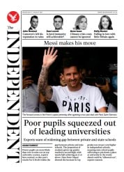 The Independent () Newspaper Front Page for 11 August 2021