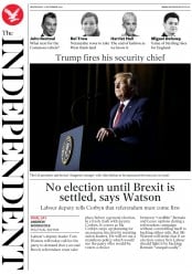 The Independent () Newspaper Front Page for 11 September 2019