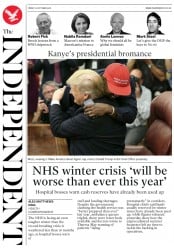The Independent () Newspaper Front Page for 12 October 2018
