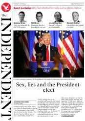 The Independent () Newspaper Front Page for 12 January 2017