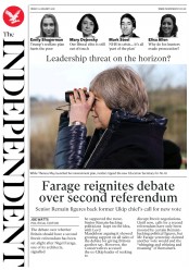 The Independent () Newspaper Front Page for 12 January 2018