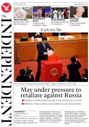 The Independent () Newspaper Front Page for 12 March 2018