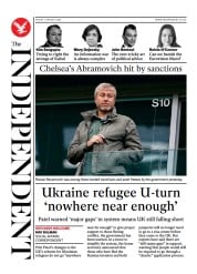 The Independent () Newspaper Front Page for 12 March 2022