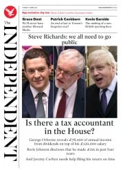 The Independent () Newspaper Front Page for 12 April 2016