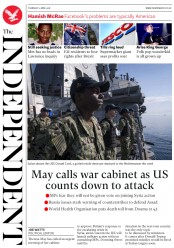 The Independent () Newspaper Front Page for 12 April 2018
