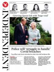 The Independent () Newspaper Front Page for 12 April 2021