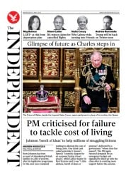 The Independent () Newspaper Front Page for 12 May 2022