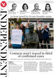 The Independent () Newspaper Front Page for 12 June 2020