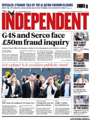 The Independent () Newspaper Front Page for 12 July 2013