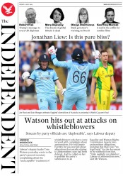 The Independent () Newspaper Front Page for 12 July 2019
