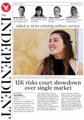The Independent () Newspaper Front Page for 12 August 2017