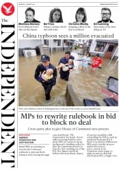 The Independent () Newspaper Front Page for 12 August 2019