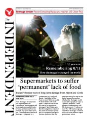 The Independent () Newspaper Front Page for 12 September 2021