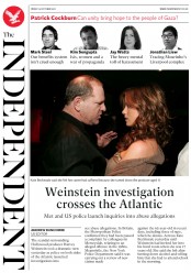 The Independent () Newspaper Front Page for 13 October 2017