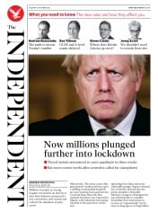 The Independent () Newspaper Front Page for 13 October 2020