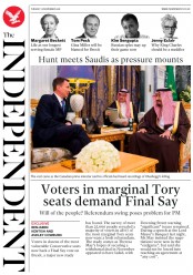 The Independent () Newspaper Front Page for 13 November 2018