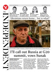 The Independent () Newspaper Front Page for 13 November 2022