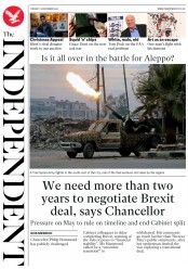 The Independent () Newspaper Front Page for 13 December 2016