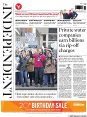 The Independent () Newspaper Front Page for 13 January 2016