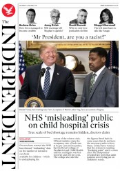 The Independent () Newspaper Front Page for 13 January 2018