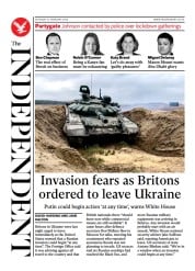 The Independent () Newspaper Front Page for 13 February 2022