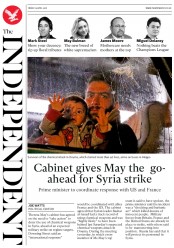 The Independent () Newspaper Front Page for 13 April 2018