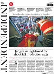 The Independent () Newspaper Front Page for 13 May 2015