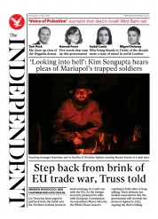 The Independent () Newspaper Front Page for 13 May 2022