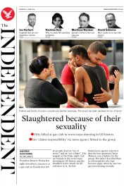 The Independent () Newspaper Front Page for 13 June 2016